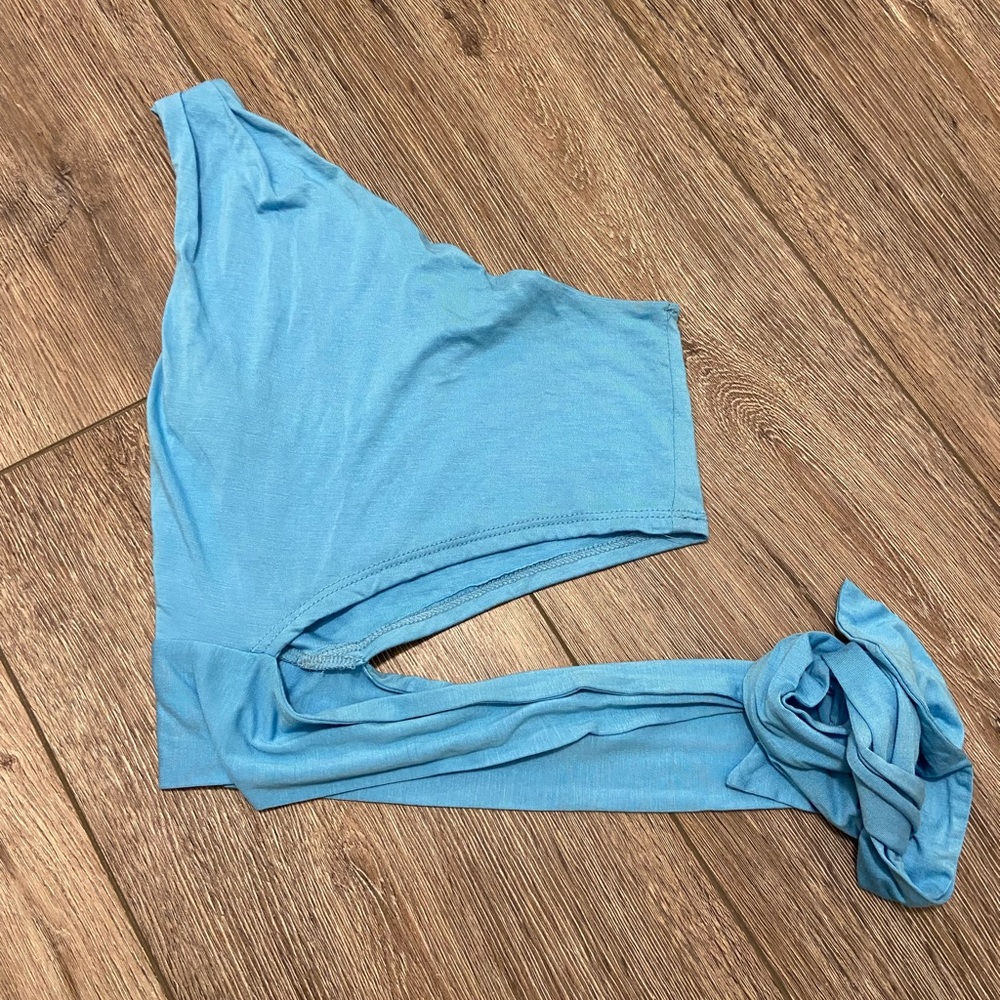 one shoulder top with a tie